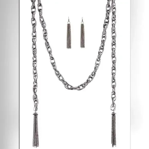 SCARFed for Attention Gunmetal Grey Necklace