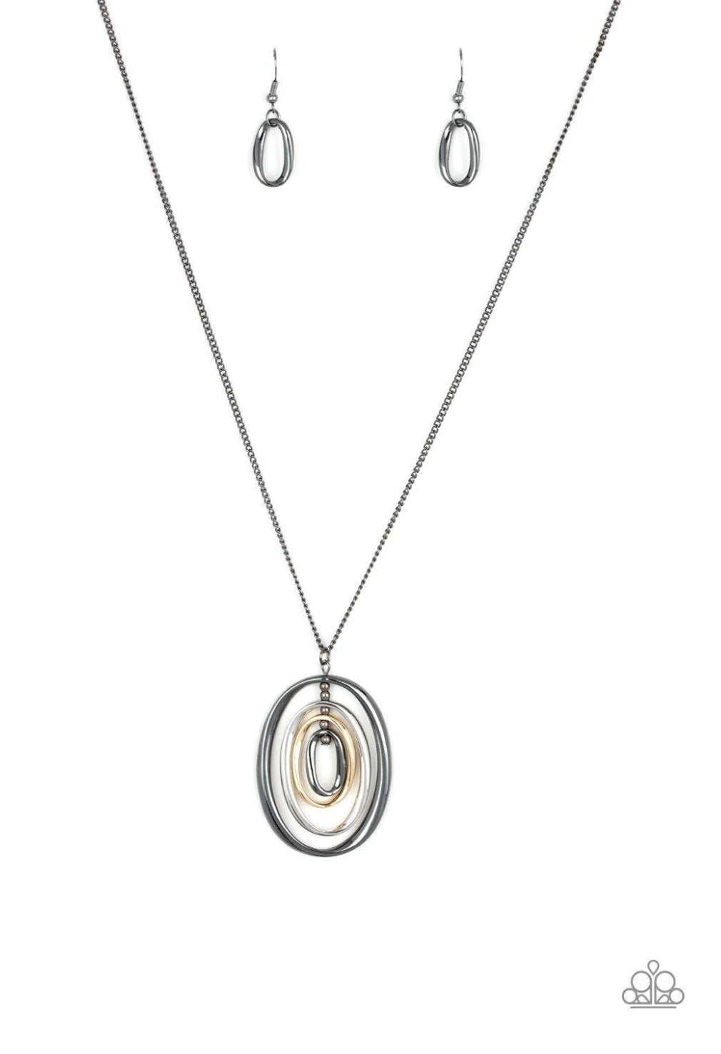 Classic Convergence
Gunmetal, Gold and
Silver Necklace