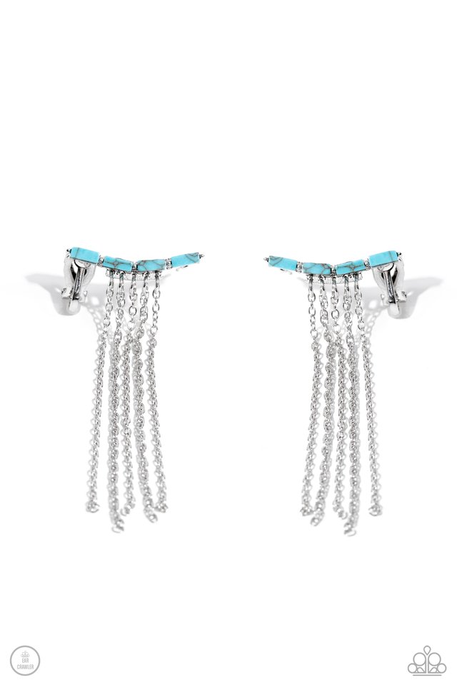 Earring ~ Fault Line Fringe - Blue