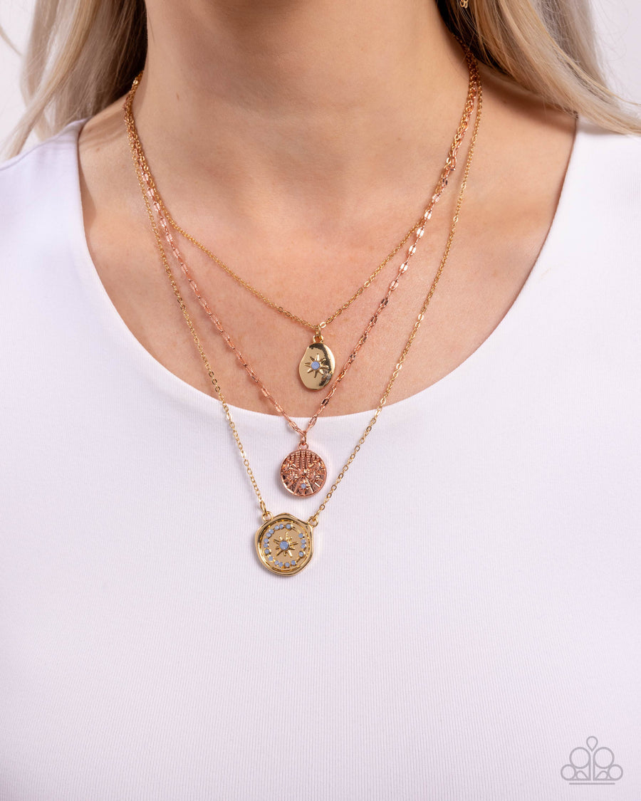 Stellar Spectacle - Multi Gold Copper Disc Layered Short Necklace