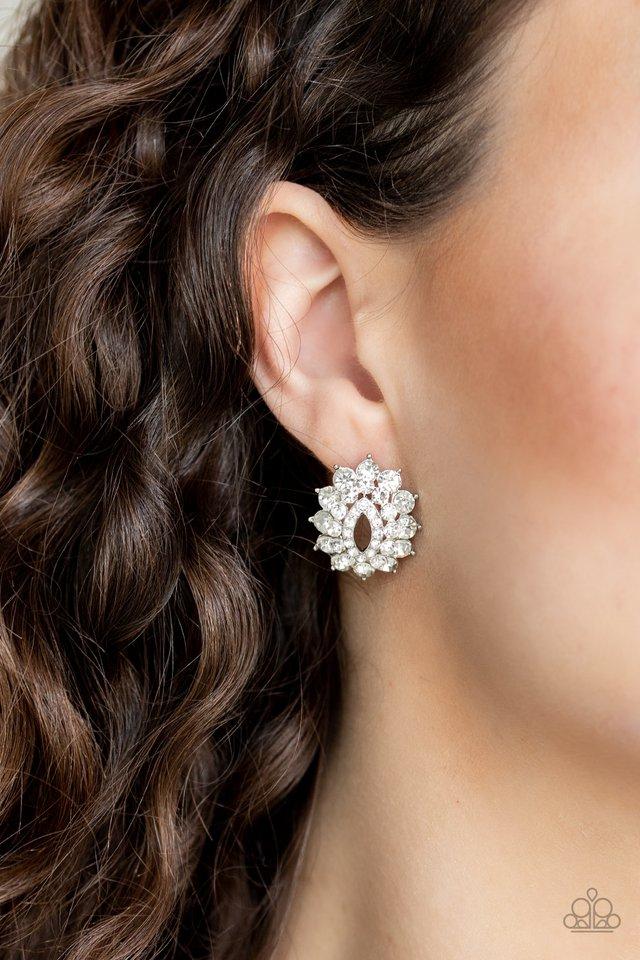 Brighten The Moment - White Clip on Earring
