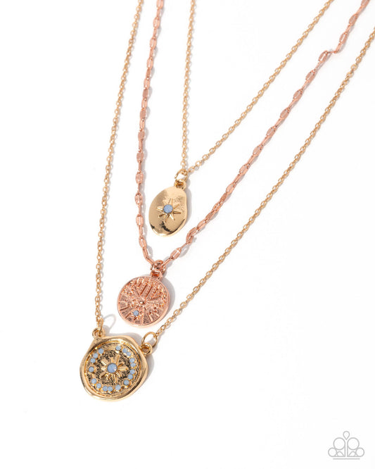 Stellar Spectacle - Multi Gold Copper Disc Layered Short Necklace