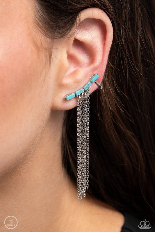 Earring ~ Fault Line Fringe - Blue