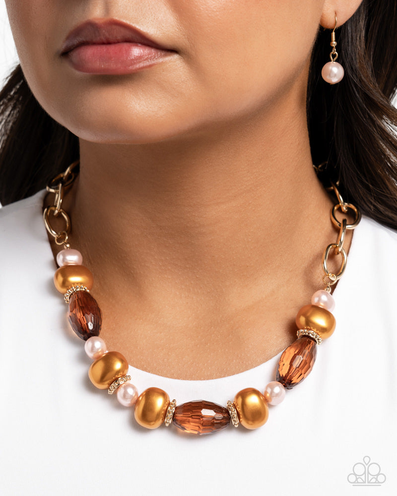 Pearly Patron - Brown Necklace