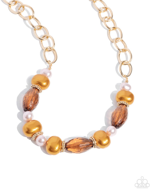 Pearly Patron - Brown Necklace
